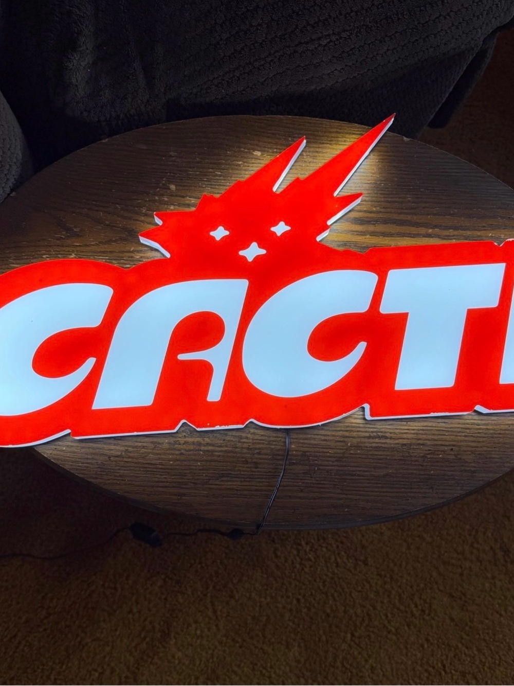Travis Scott LED Cacti Seltzer Light Up Sign 23" With Hanging Hardware Stand NEW